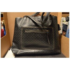 Liz Claiborne Purse Black Signature Logo Pattern ~16 " x 12"